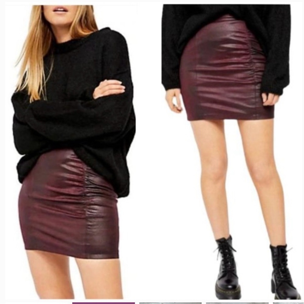 Free People Rich Burgundy Mini Skirt